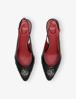 VALENTINO GARAVANI: Pas De Chat 55 Slingback Leather Pumps