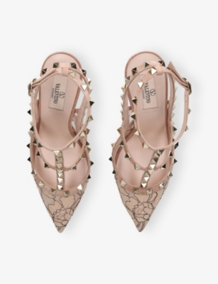 Valentino Womens Mult/other Rockstud 100 Lace And Suede Pumps Eur 37.5 / 4.5 Uk In Multi