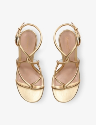 Gianvito Rossi Womens Gold Black Mamba 85 Leather Heeled Sandals Eur 41 / 8 Uk In Gold
