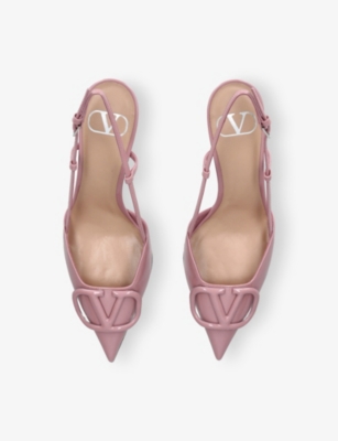 Valentino Womens Pink Vlogo Signature 80 Slingback Heeled Pumps Eur 40 / 7 Uk In Pink