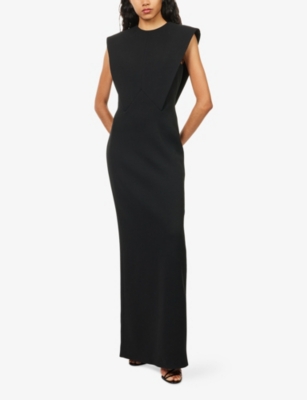 Givenchy Womens Black Structured Sleeveless Stretch-wool Blend Maxi Dress In Black