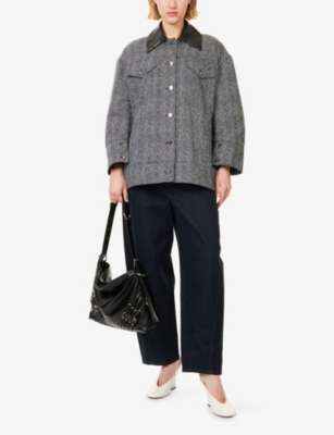 Givenchy Womens Black White Herringbone Relaxed-fit Cotton Jacket In Multi