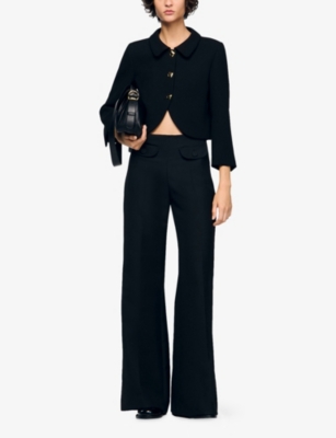 SANDRO: Pocketed Wide-Leg Wool-Blend Trousers