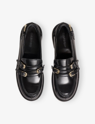 Buckle-Embellished Patent-Leather Loafers