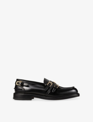 Buckle-Embellished Patent-Leather Loafers
