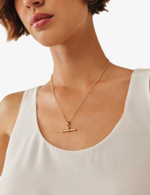 THE WHITE COMPANY: T-Bar Gold-Plated Brass Necklace