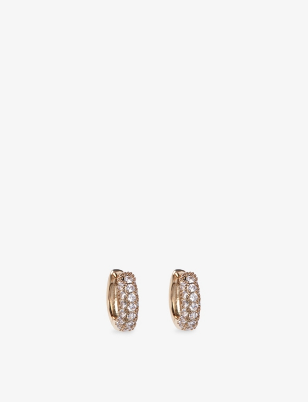 Pavé Gold-Plated Brass And Zirconia Huggie Earrings