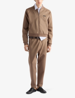 Prada Mens Brown Technical Fleece Cotton-jersey Jogging Bottoms In Brown