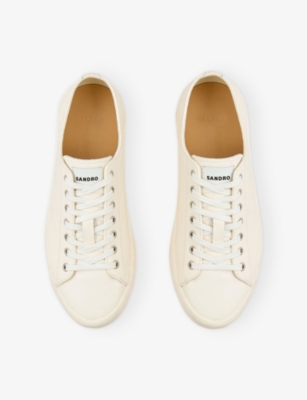 Sandro Low-top Split Leather Trainers In White