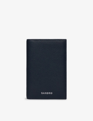Sandro Womens Navy Blue Grained Leather Card Holder