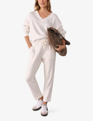 THE WHITE COMPANY: V-Neck Relaxed-Fit Cotton-Jersey Sweatshirt