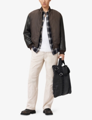 Allsaints Mens Cream Taupe Mullen Wide-leg Cotton-corduroy Jeans In Brown