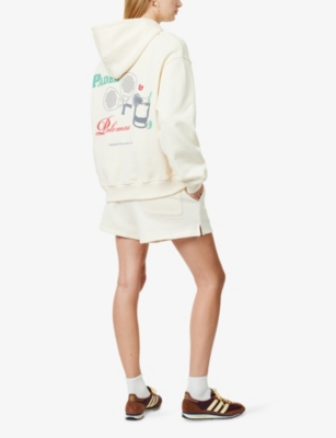 The Couture Club Womens Buttermilk Padel & Palomas Oversized Cotton-jersey Hoody In Neutral