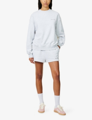 The Couture Club Womens Greymarl Padel & Palomas Relaxed-fit Cotton-jersey Shorts In White
