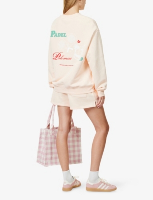 The Couture Club Womens Peach Padel & Palomas Brand-embroidered Cotton-blend Sweatshirt In Neutral