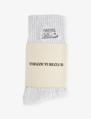 The Couture Club Womens Greymarl Padel & Palomas Stretch Cotton-blend Socks In Gray