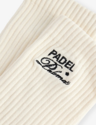 The Couture Club Womens Offwhite Padel & Palomas Stretch Cotton-blend Socks In White