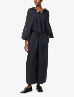 Nackiyé Womens Midnight Navy Grand Bazaar Oversized Cotton-blend Maxi Dress In Blue