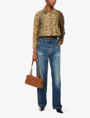 Nackiyé Womens Leopard Pixie Cropped Cotton-blend Jacket In Animal Print