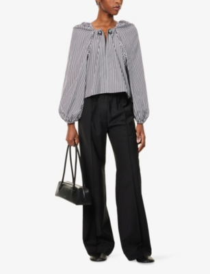 Nackiyé Womens Black City Calls Wide-leg Wool Trousers In Black