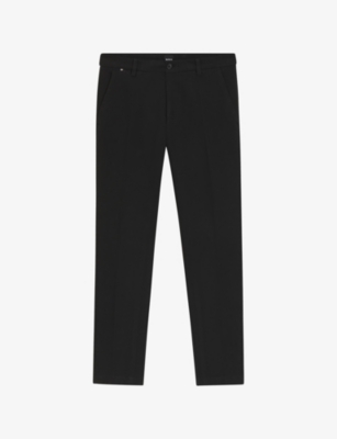 Mens Boss Structured Slim-Fit Stretch-Cotton Trousers