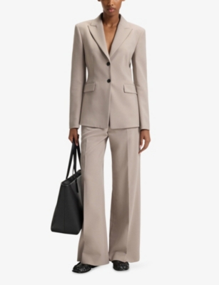 Hugo Boss Womens Wide-leg High-rise Stretch-woven Trousers Light Beige In Brown