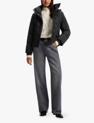 Hugo Boss Womens Black Hooded Padded Shell Jacket In Black
