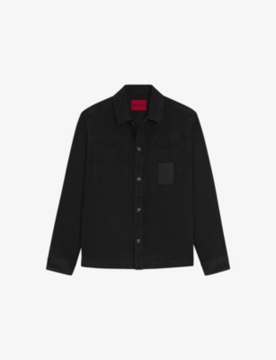 HUGO: Brand-Patch Oversized-Fit Denim Shirt