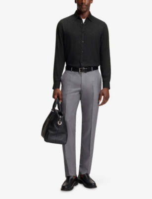 BOSS: Kent-Collar Slim-Fit Cotton-Blend Shirt