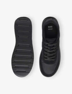 Hugo Boss Mens Black Running Mesh And Suede Trainers Eur 46 / 12 Uk In Black