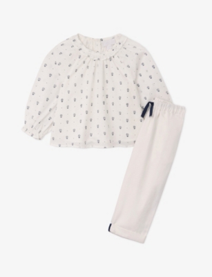 The Little White Company: Broderie Floral-Print Cotton Blouse 0 Months - 4 Years