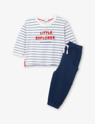 The Little White Company: Little Explorer Cotton Sweatshirt and Jogging Bottoms Set  0-24 Months