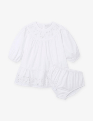 The Little White Company: Boho Broderie Cotton Dress Set 9 Months- 4 years