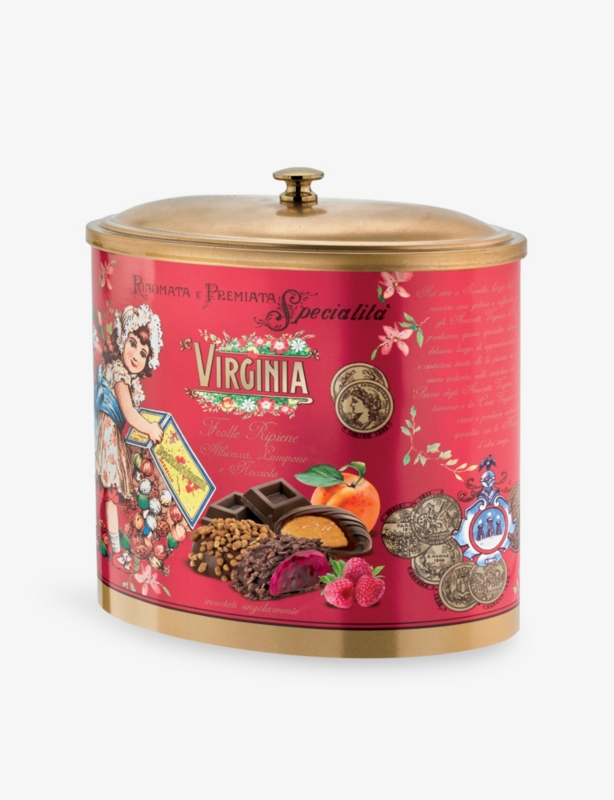 Hazelnut Filled Apricot And Raspberry Covered Chocolate Biscuit Tin 200g