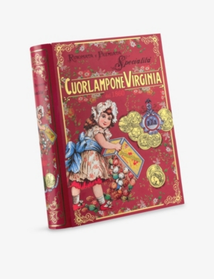 VIRGINIA: Cuorlampone Raspberry Filled Fine Cocoa Covered Biscuit Book Tin 110g
