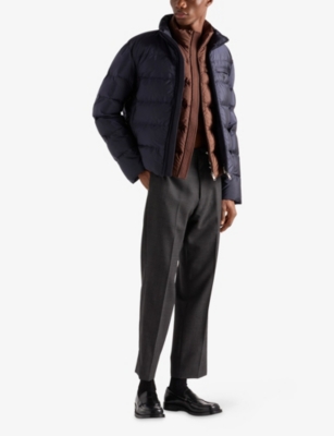Prada Mens Brown Re-nylon Quilted Woven Gilet In Brown