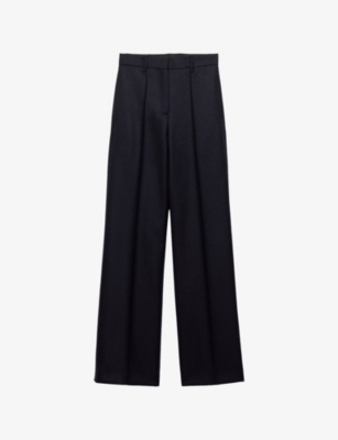 Prada Womens Blue Straight-leg High-rise Wool Trousers