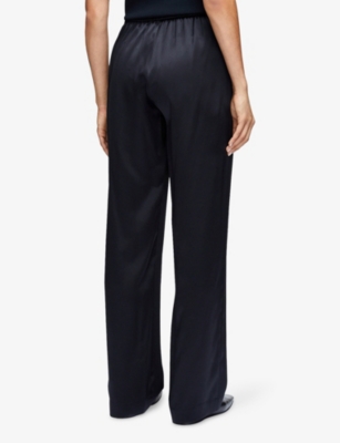 Joseph Womens Black Sahel Straight-leg High-rise Silk Trousers In Black