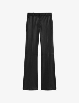 Joseph Womens Black Tafira Flared-leg Leather Trousers