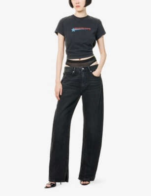 ALEXANDER WANG: Shrunken Round-Neck Cotton-Jersey T-Shirt