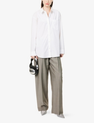 Alexander Wang Omens Mink Melange Tailored Mid-rise Wool-blend Trousers In Gray