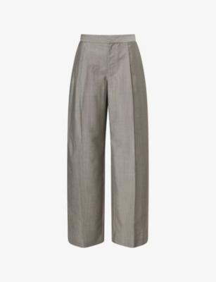 Alexander Wang Omens Mink Melange Tailored Mid-rise Wool-blend Trousers In Gray