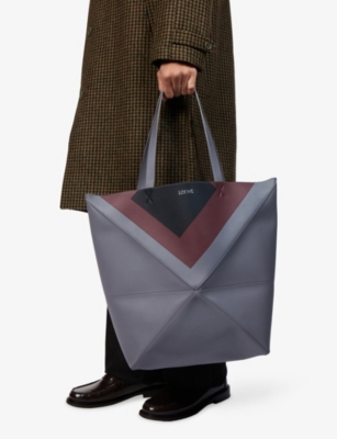 Loewe Womens Ardesia/deep Ruby  X Albers Xl Puzzle Fold Leather Tote Bag