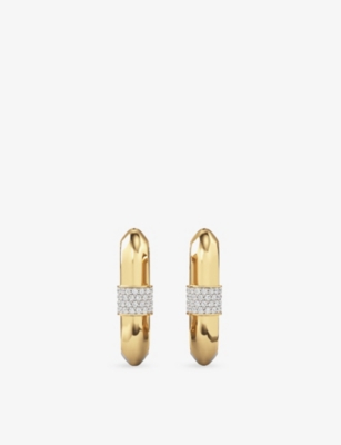 Phoria Womens Gold/silver Vice Carabiner 18ct Gold Vermeil Plated 925 Sterling Silver Hoop Earrings In Multi