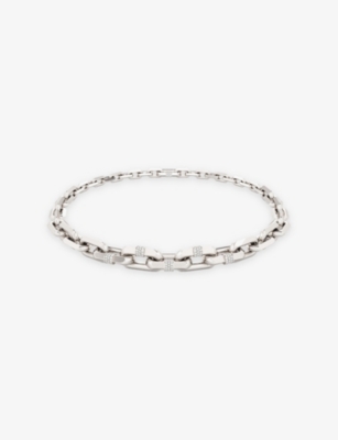 Phoria Womens Runaway Graduated 18ct White-gold Vermeil Plated 925 Sterling Silver And Topaz Necklace In Silver