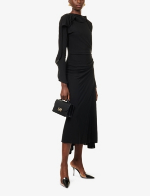 VICTORIA BECKHAM: Asymmetric Draped Jersey Midi Dress