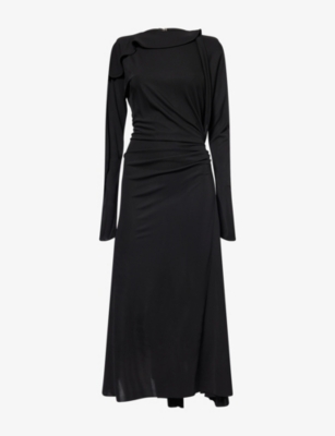 VICTORIA BECKHAM: Asymmetric Draped Jersey Midi Dress