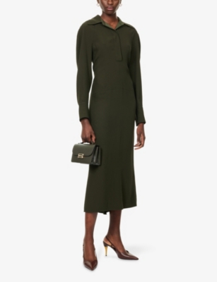 VICTORIA BECKHAM: Regular-Fit Long-Sleeves Woven Midi dress
