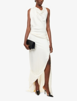 VICTORIA BECKHAM: Rouleaux Draped Satin Maxi Dress