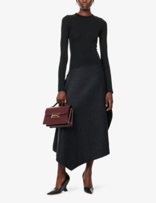 VICTORIA BECKHAM: Contrast Flared Woven Midi Dress